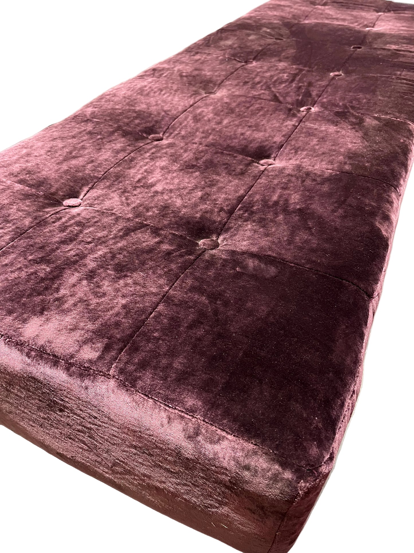 Purple Velvet Chesterfield Ottoman Cushioned Large Entryway Bedroom Footstool Bench (Pre-Loved)