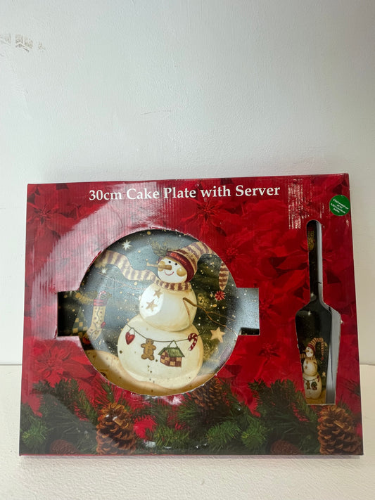 30cm Cake Plate with Server (New)