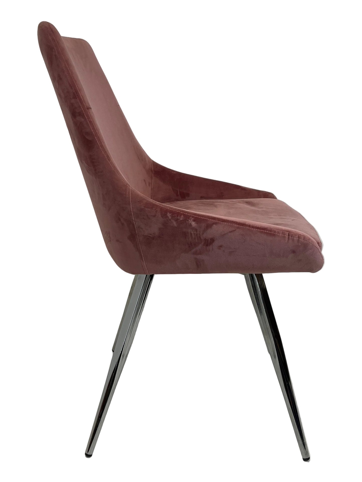 Set Of 4 Modern Dusty Rose Pink Velvet Dining Chairs (Pre-Loved)