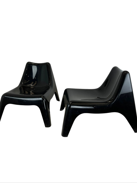 Vintage Ikea Vago Thomas Sandell Black Plastic Stacking Chairs (Pre-Loved)