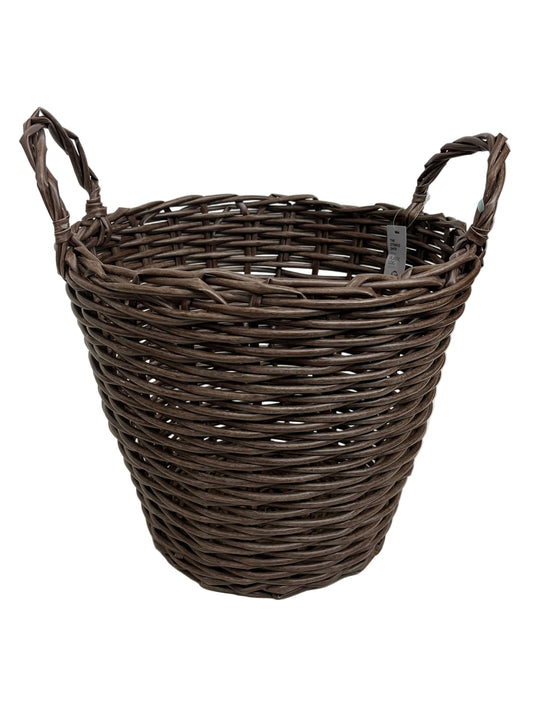 Dark Brown Plastic Woven Storage Basket (Pre-Loved)