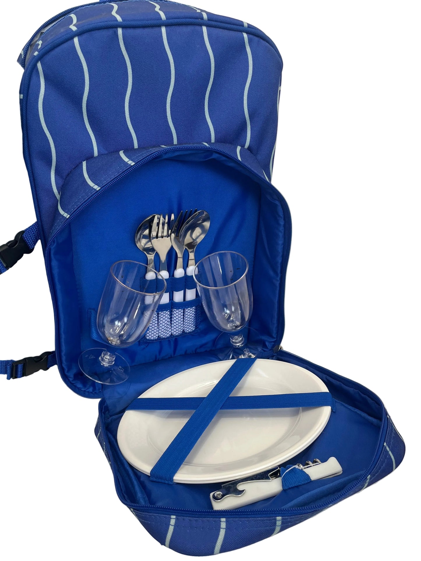 John Lewis ANYDAY Wave 2-Person Filled Picnic Cooler Backpack Bag & Rug (Pre-Loved)