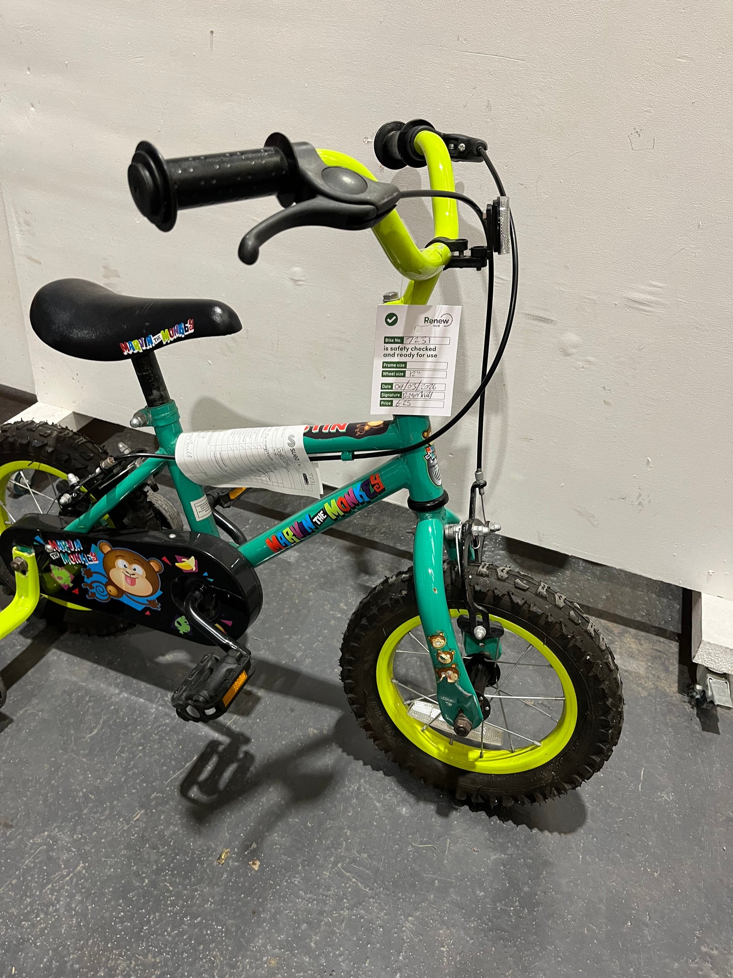 Marvin The Monkey Green 12” Children’s Bike (Pre-Loved)