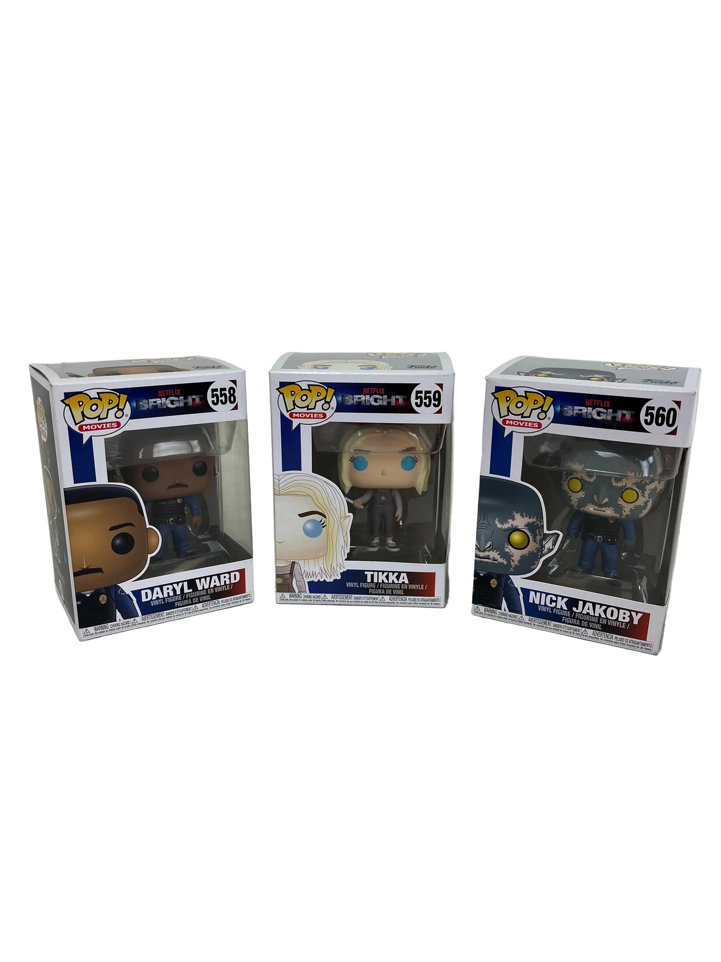 Funko POP! Movies Netflix Bright Daryl Ward 558 Tikka 559 Nick Jakoby 560 Figures (Pre-Loved)