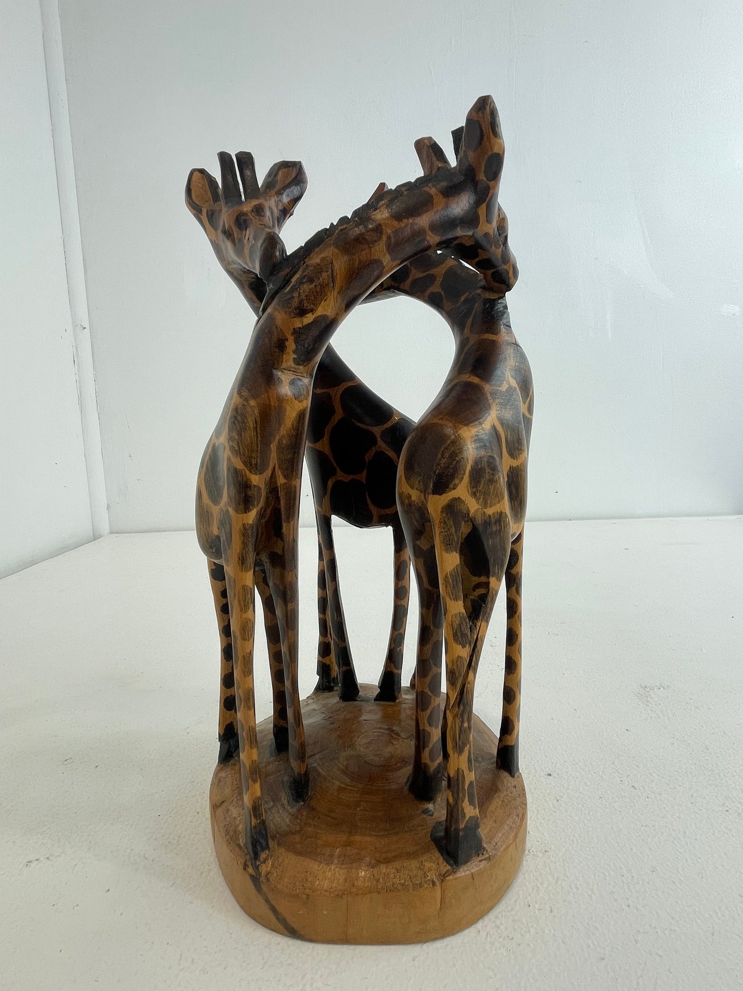 Hand Carved Giraffe Wooden Sculpture (Pre-loved)