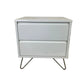 Elona Made White Bedside Tables With Silver Hairpin Legs (Pre-Loved)