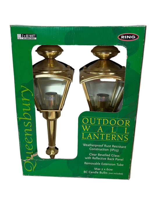 Queensbury Outdoor Weatherproof Gold Wall Lanterns (New)
