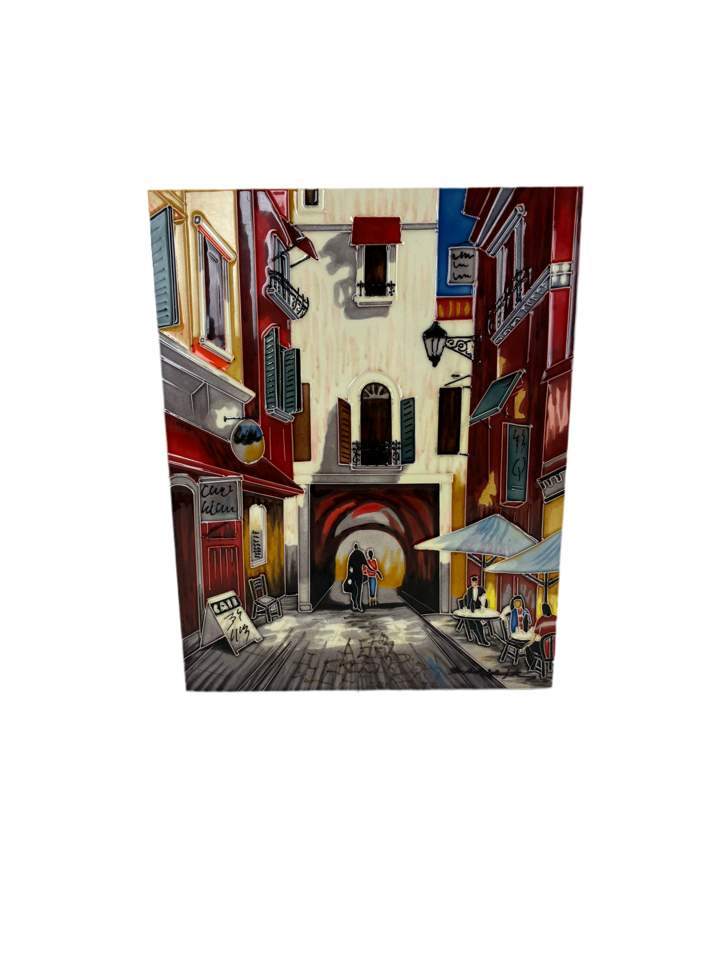 European Holiday Tile Plaque Sign Wall Art (Pre-loved)