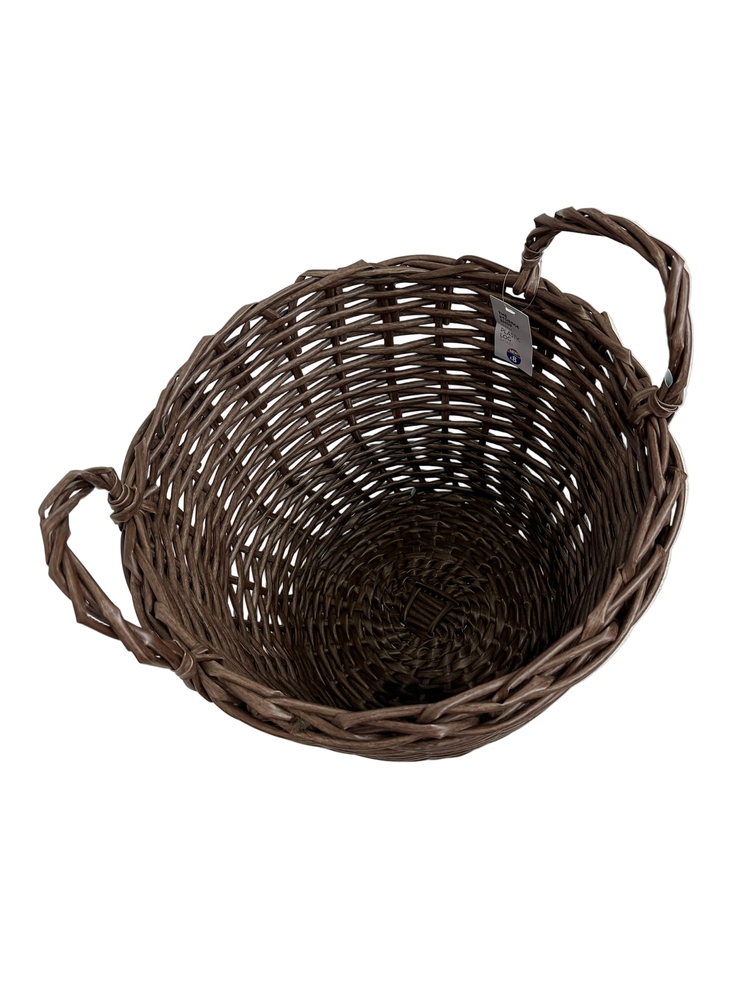 Dark Brown Plastic Woven Storage Basket (Pre-Loved)
