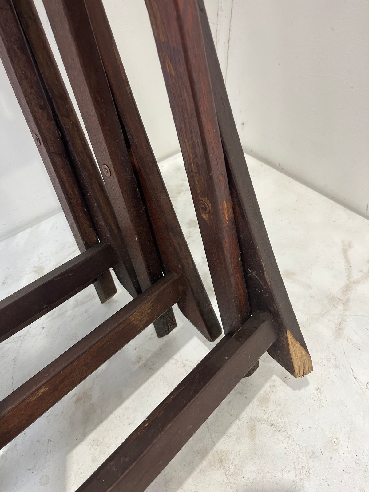 Set Of 4 Dark Brown Solid Wood Folding Chairs (Pre-Loved)