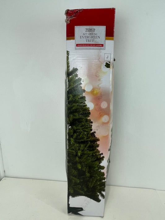 Tesco 6FT Evergreen Artificial Christmas Tree  Size 183 CM Green (Pre-loved)