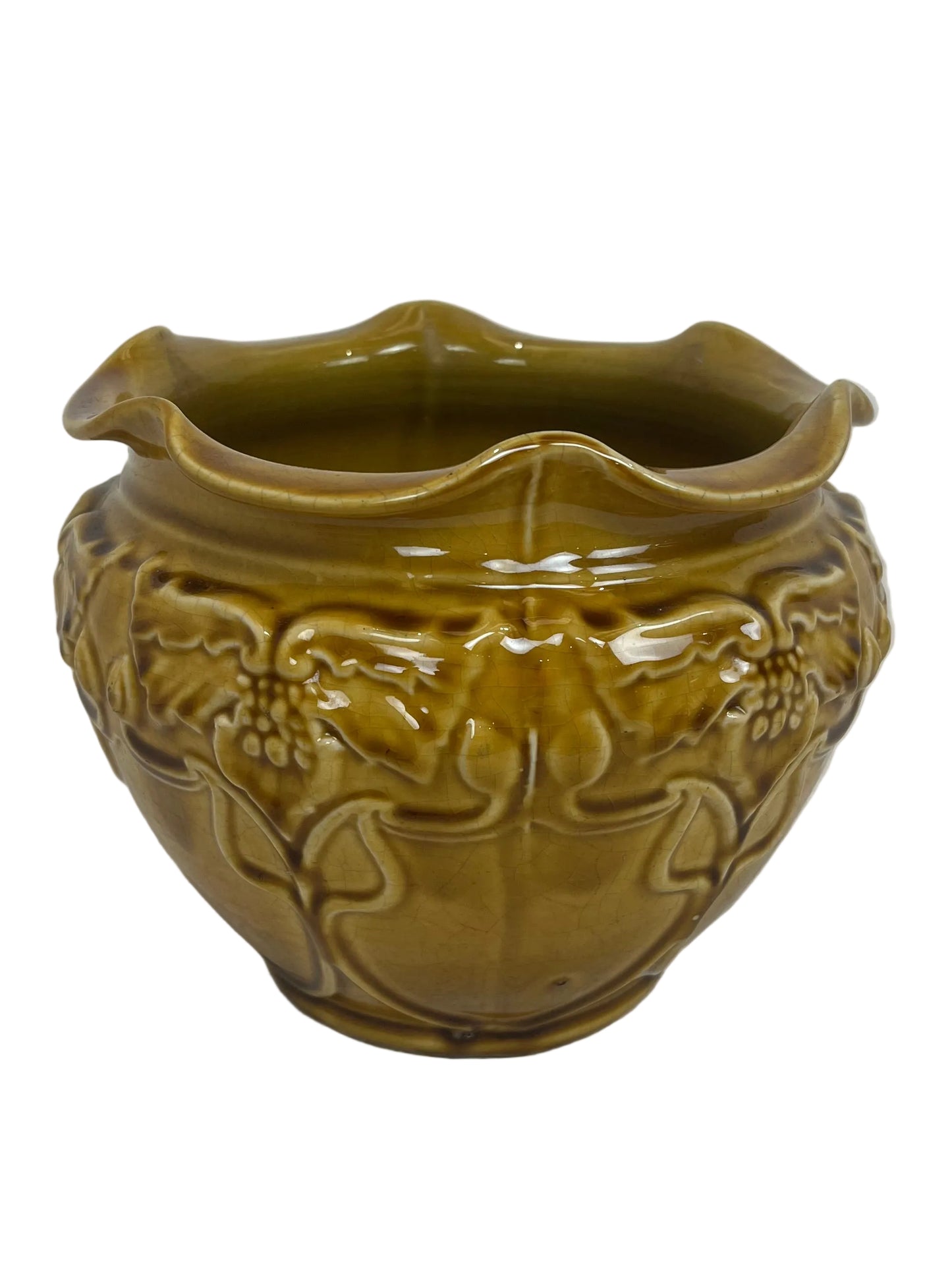 Vintage Art Nouveau Style Brown Glaze Plant Pot (Pre-Loved)