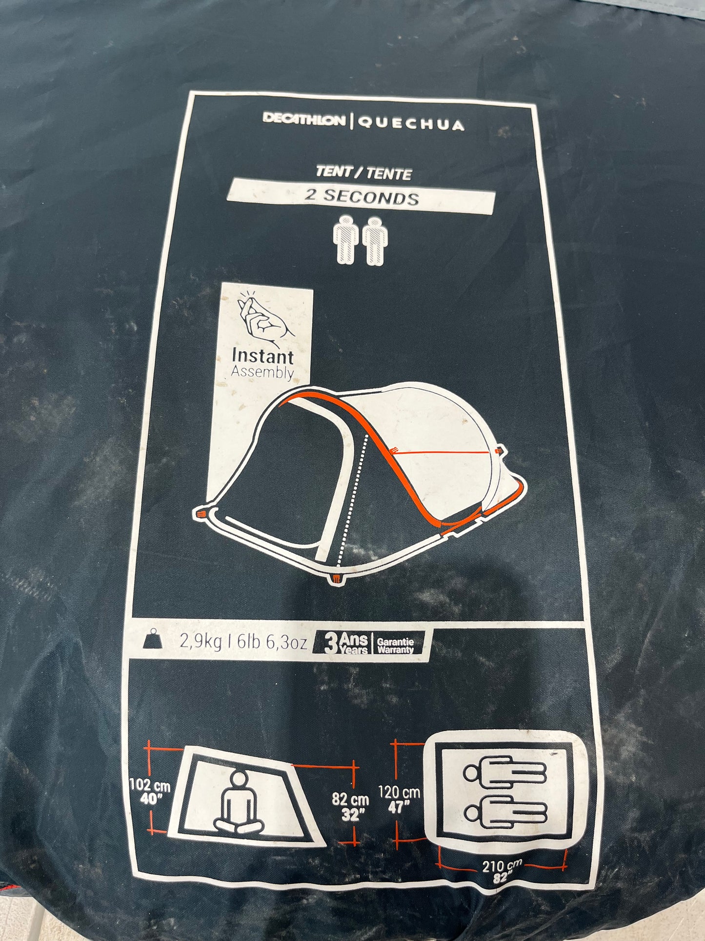 Quechua 2 Seconds 2 Person Pop-Up Tent (Pre-Loved)