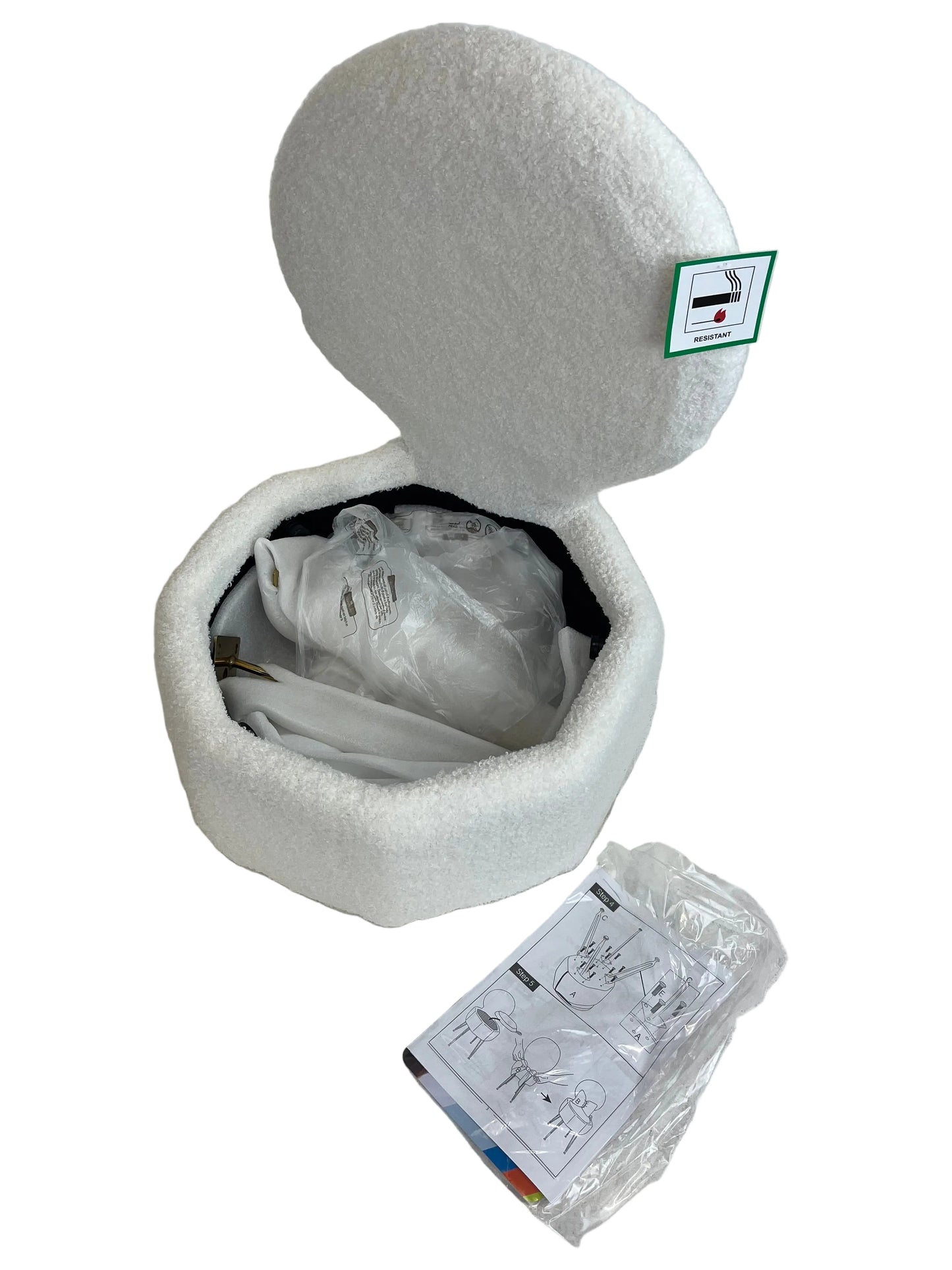 Bouclé White Footstool (New)