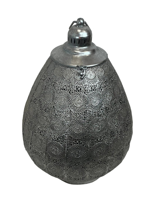 Silver Moroccan Style Table Lamp Lantern (Pre-Loved)