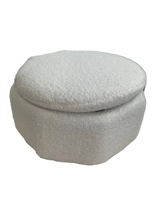 Bouclé White Footstool (New)