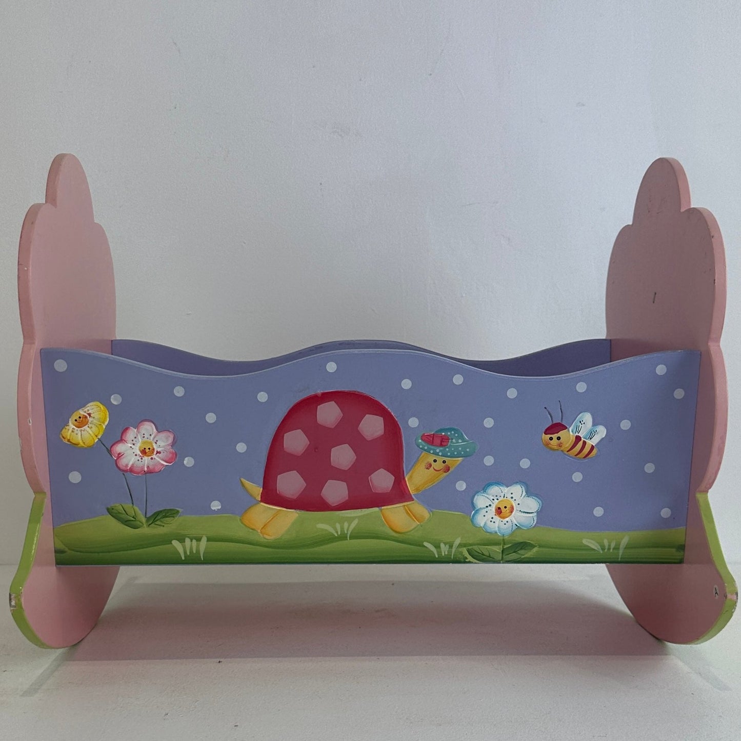 Magic Garden Themed Pink Wooden Rocking Cradle (Pre-loved)