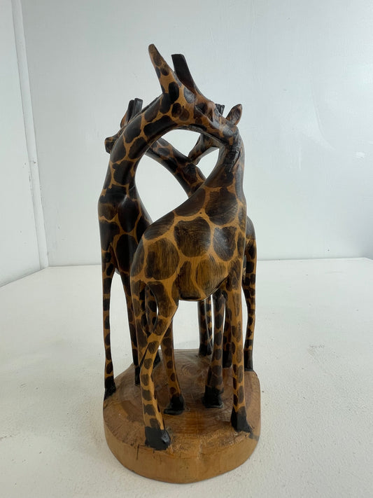 Hand Carved Giraffe Wooden Sculpture (Pre-loved)