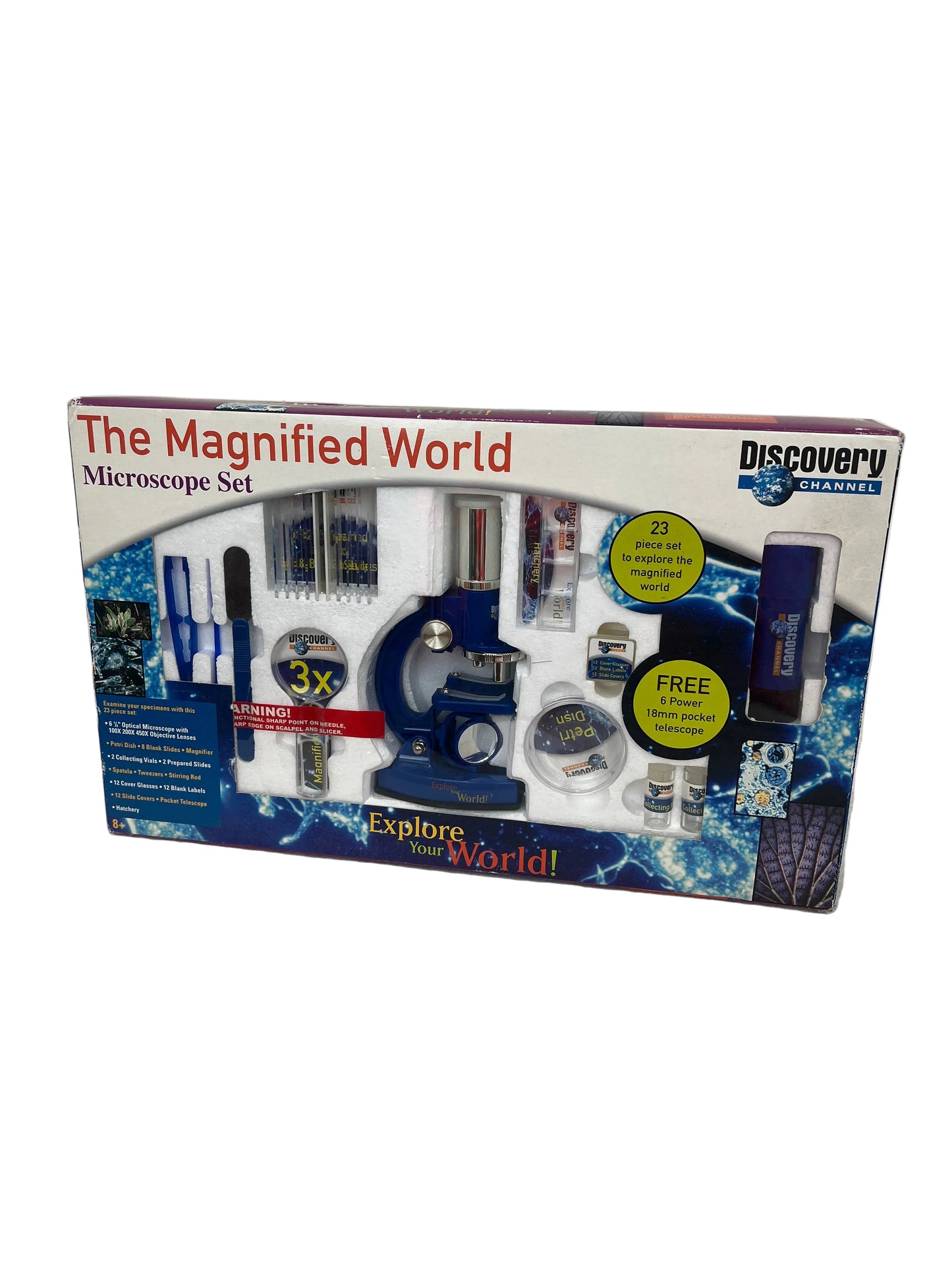 Discovery Channel The Magnified World Microscope Set (Pre-Loved)