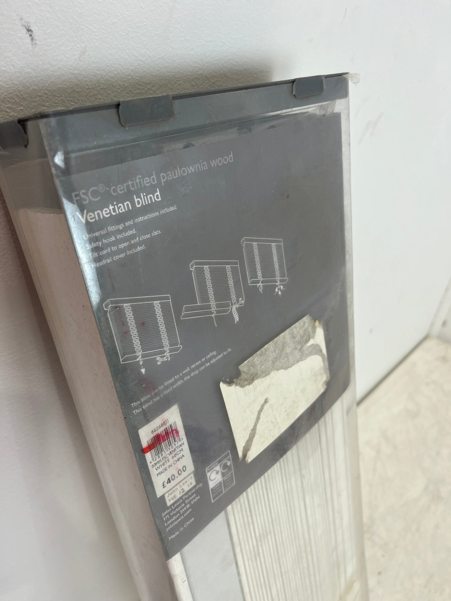 John Lewis White Wood Venetian Blind (New)