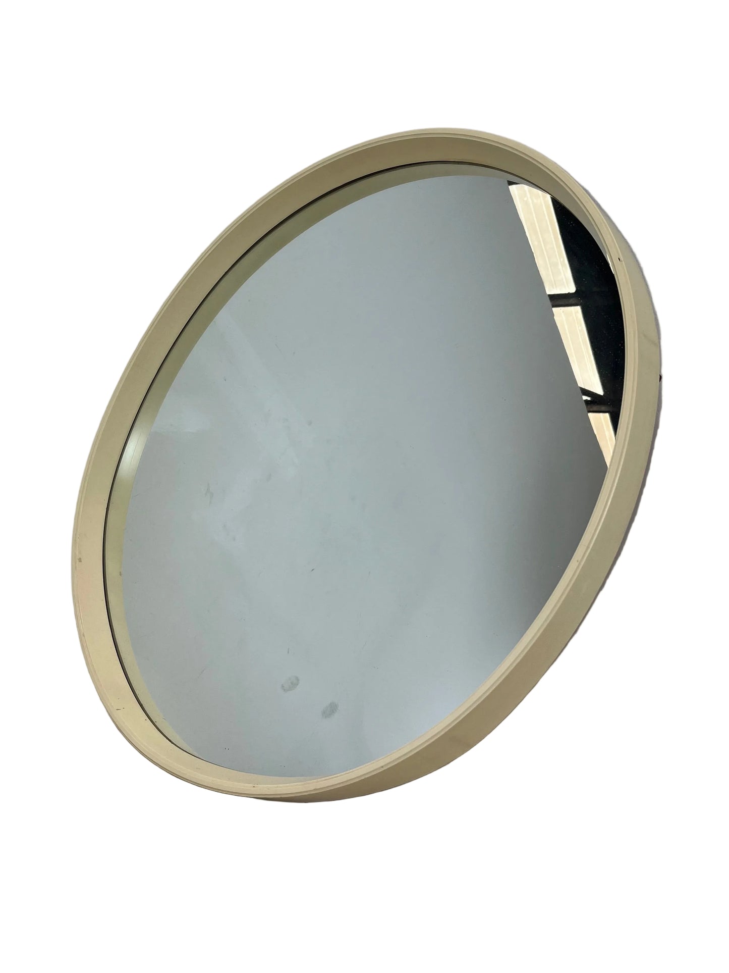 Space Age Style Circle Cream Frame Wall Mirror (Pre-Loved)