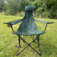 Camping folding green chair with attachable footrest and bag (Pre-loved)