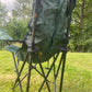 Camping folding green chair with attachable footrest and bag (Pre-loved)