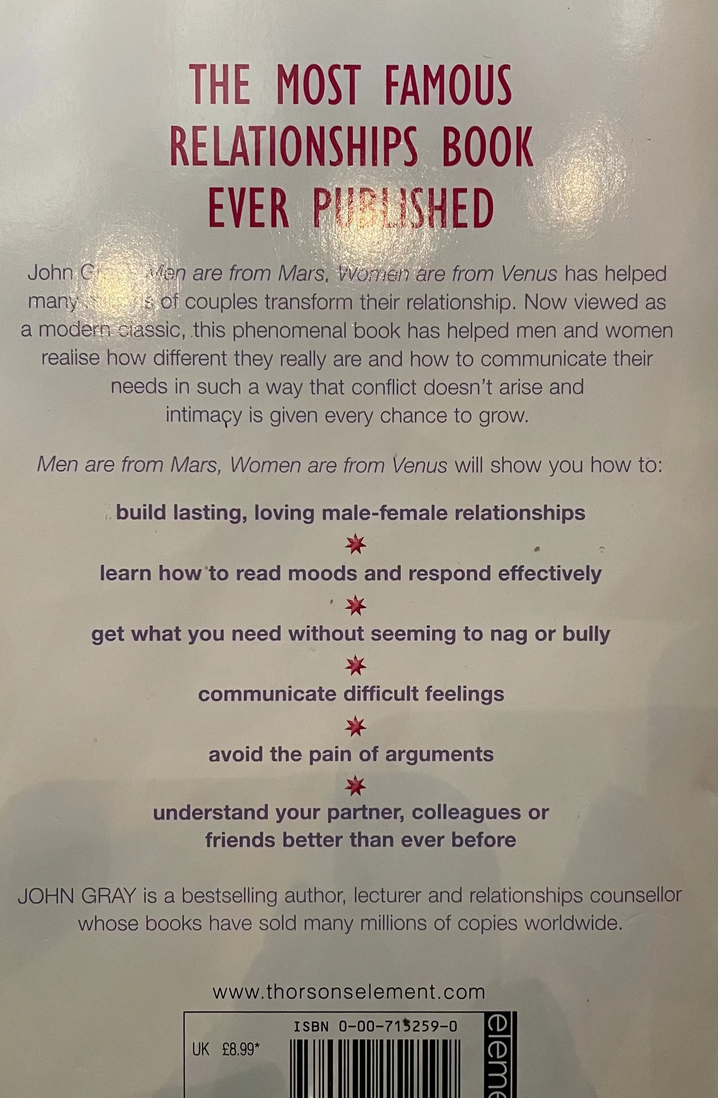 Men Are From Mars, Women Are From Venus- John Gray The Book (Pre-Loved)