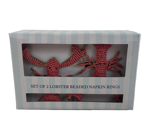 Set Of 2 Lobster Beaded Napkin Rings (New)