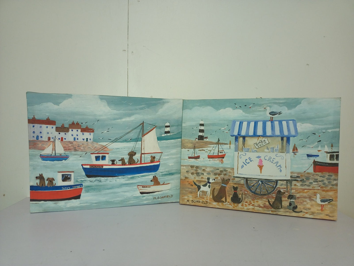 Pair of Seaside Canvas Paintings (Pre-loved)