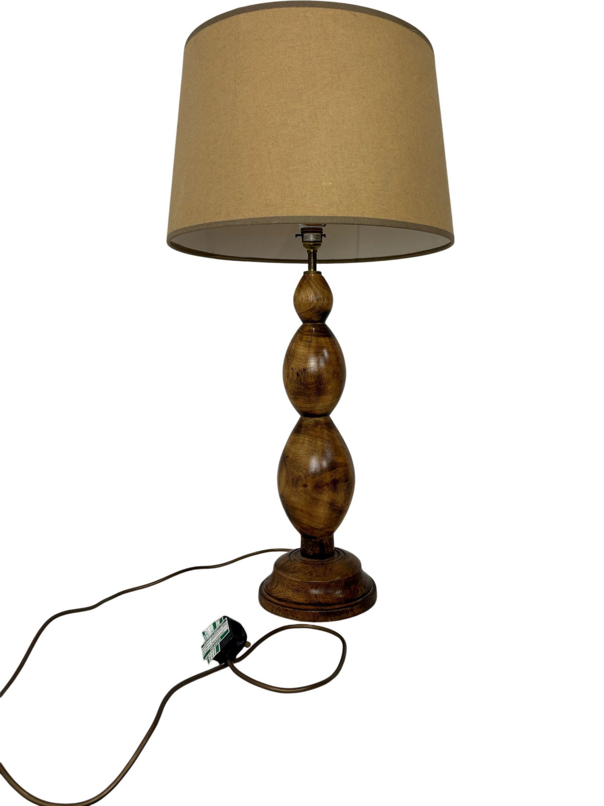 Vintage Wooden Table Lamp Beige Shade (Pre-Loved)