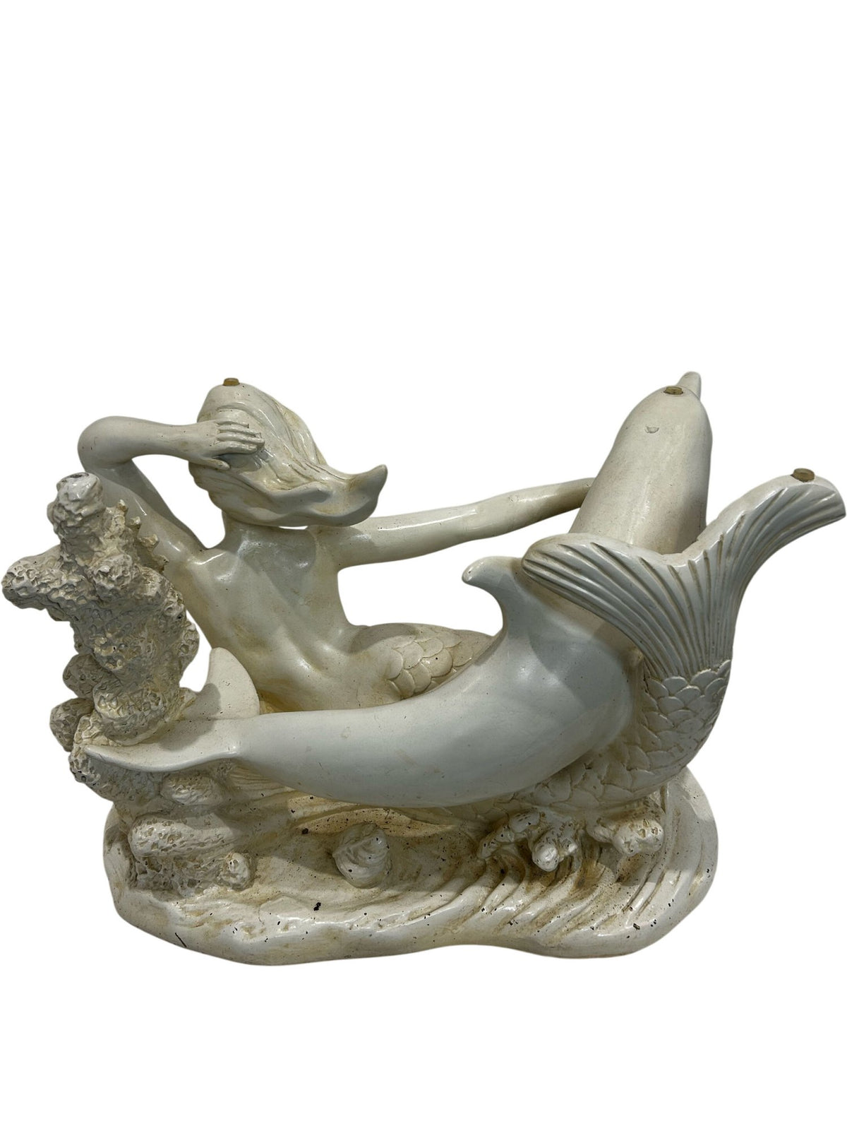 Mermaid and Dolphin Decorative Statue 56cm (Pre-Loved)