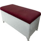 White Wicker Storage Bench Lift Up Burgundy Cushion Ottoman (Pre-Loved)