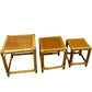 Rattan Nest of 3 Square Side Tables Natural Boho Wicker Style (Pre-Loved)