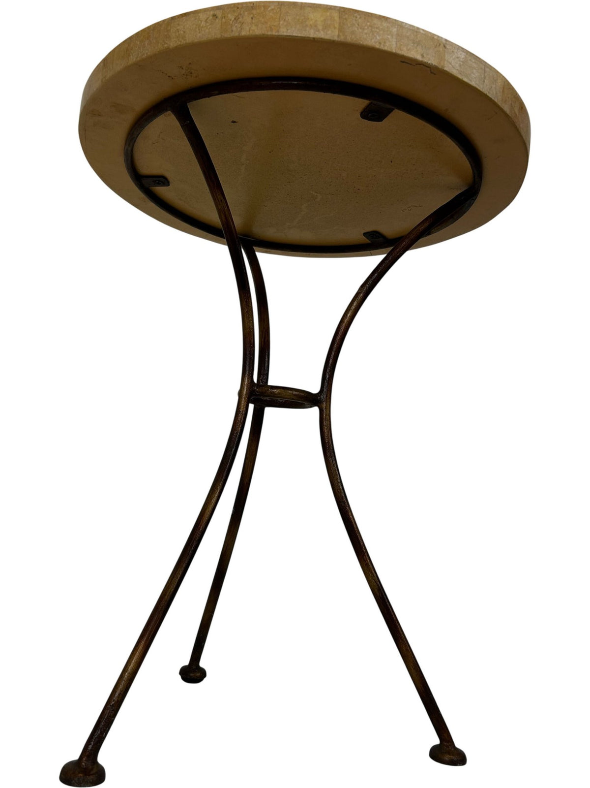 Round Mosaic Stone Top Side Table with Metal Tripod Legs (Pre-Loved)