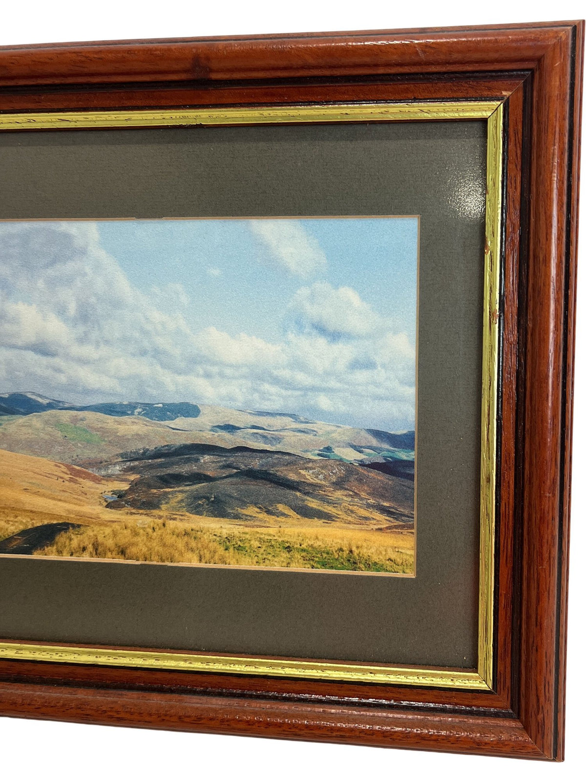 Framed Panoramic Countryside Landscape Scene Wooden Frame Wall Art (Pre-Loved)