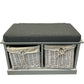Storage Bench with Cushion and Wicker Baskets (Pre-Loved)