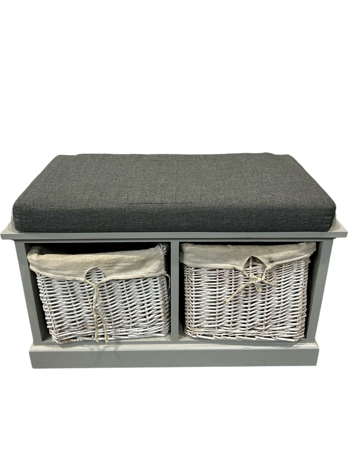 Storage Bench with Cushion and Wicker Baskets (Pre-Loved)