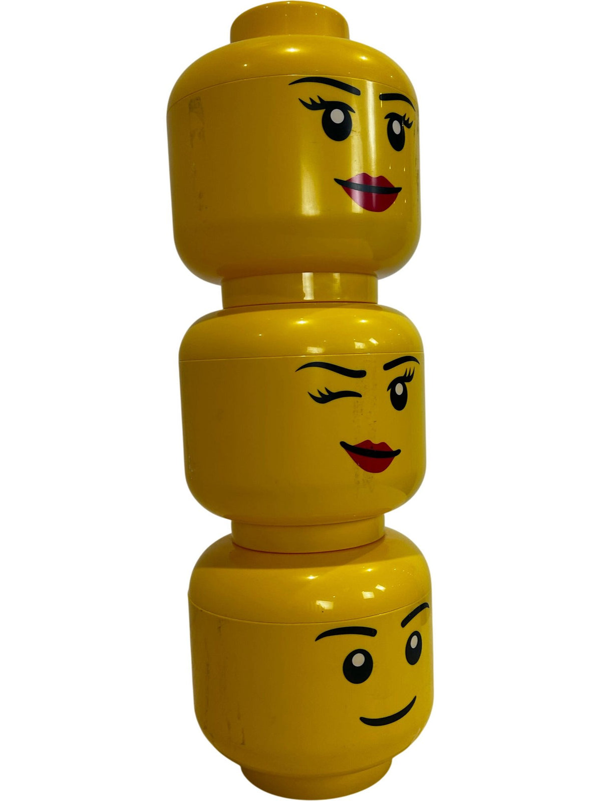 LEGO Large Storage Head Containers Set of 3 Yellow Faces Stackable (Pre-Loved)