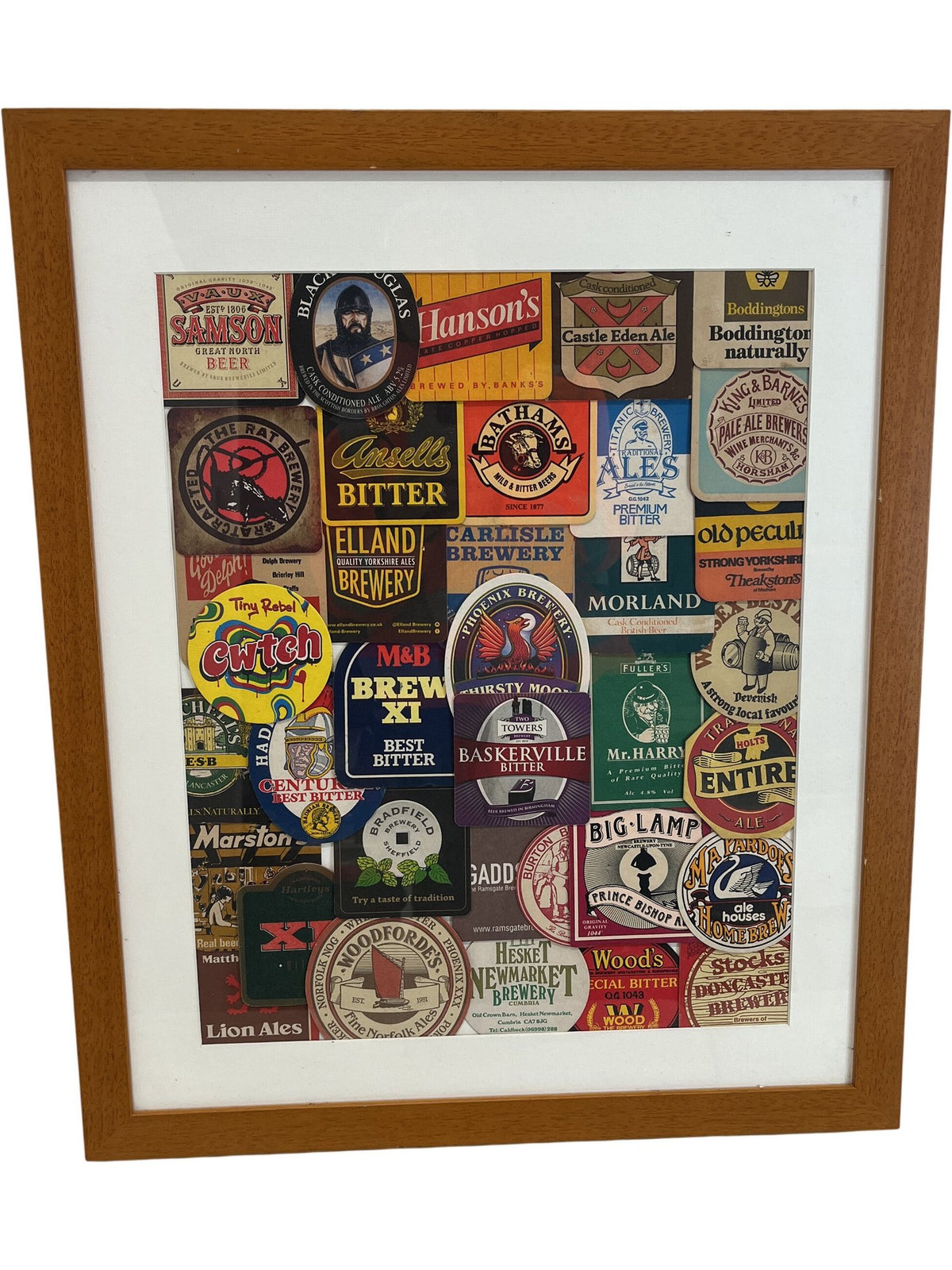 Vintage Style Framed Beer Label Mats Brewery Collectable Art Collage (Pre-Loved)