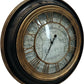 Churchgate Large Wall Clock 60cm Roman Numerals Black Gold Map Style (Pre-Loved)