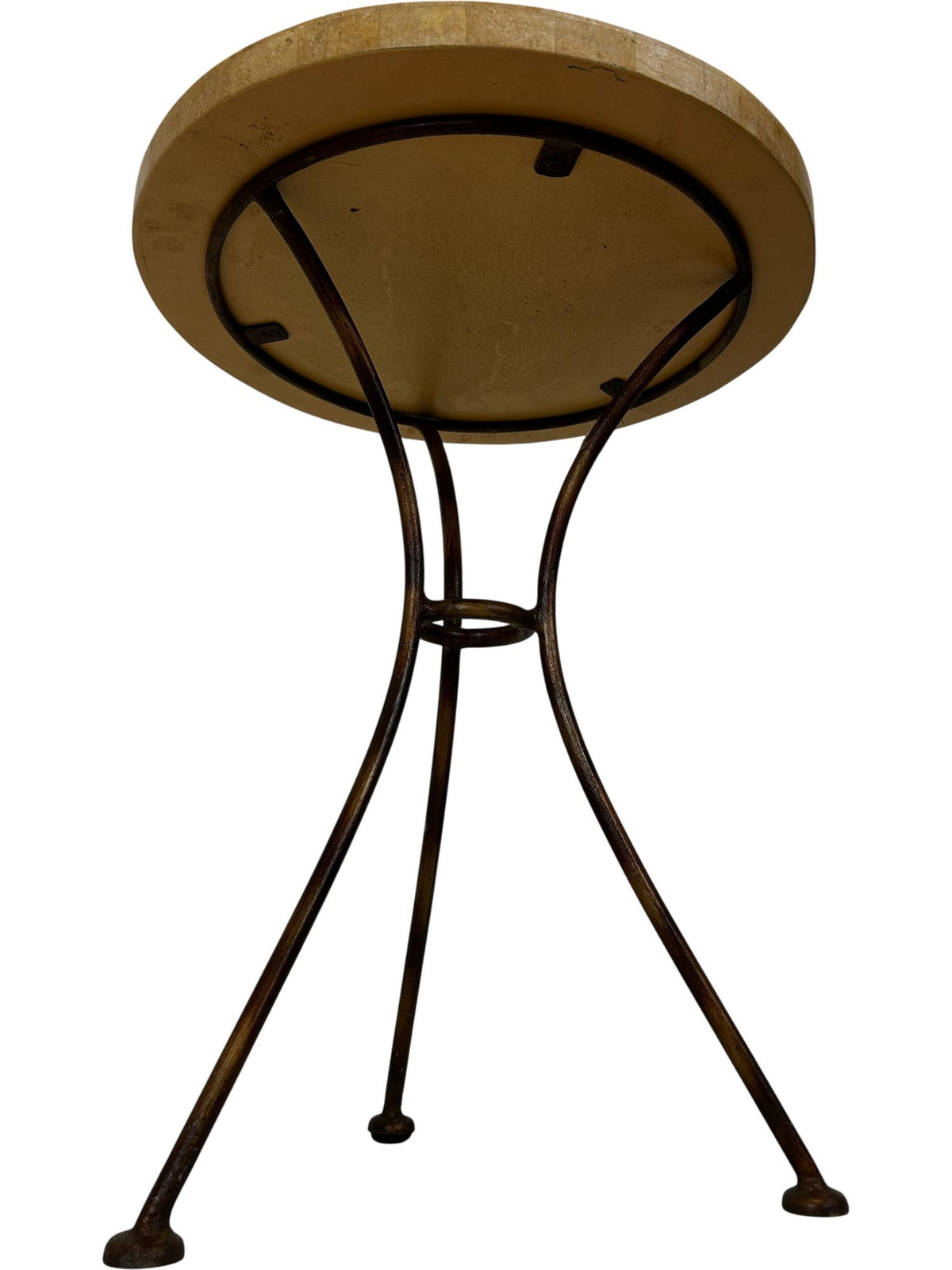 Round Mosaic Stone Top Side Table with Metal Tripod Legs (Pre-Loved)