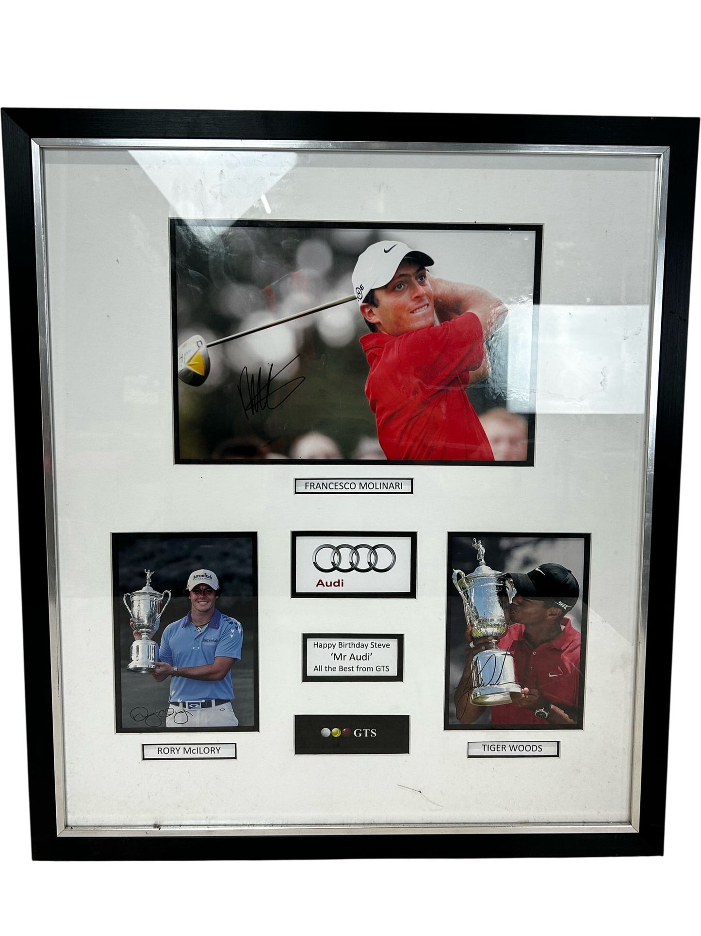Golf Memorabilia Framed Photos Molinari McIlroy Woods Audi Display (Pre-loved)