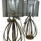 Pair of Gold Metal Table Lamps with Mesh Shades (Pre-Loved)