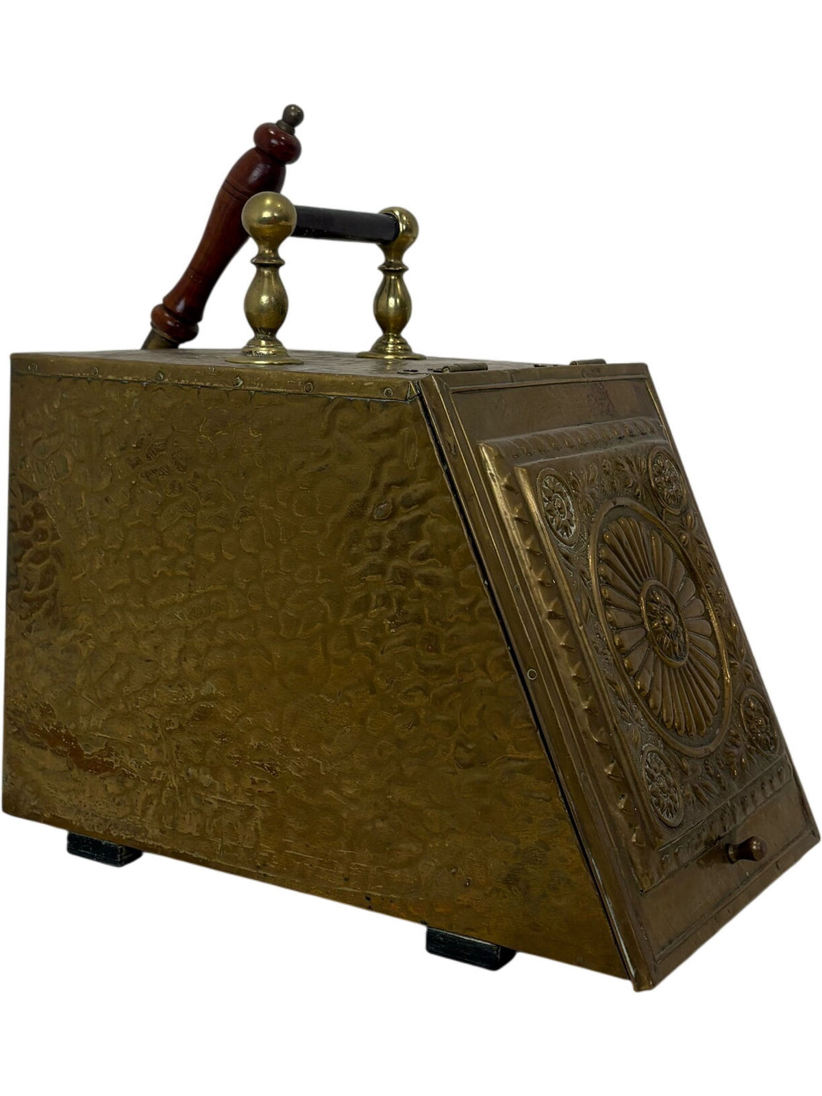 Antique Brass Coal Box with Shovel and Embossed Design Victorian (Pre-Loved)
