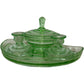Green Glass Vanity Set with Lid (Pre-Loved)