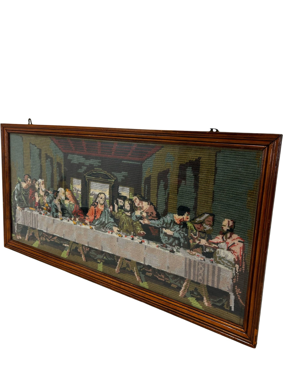 Framed Last Supper Needlepoint Embroidery Religious Wall Art 93.5cm (Pre-Loved)