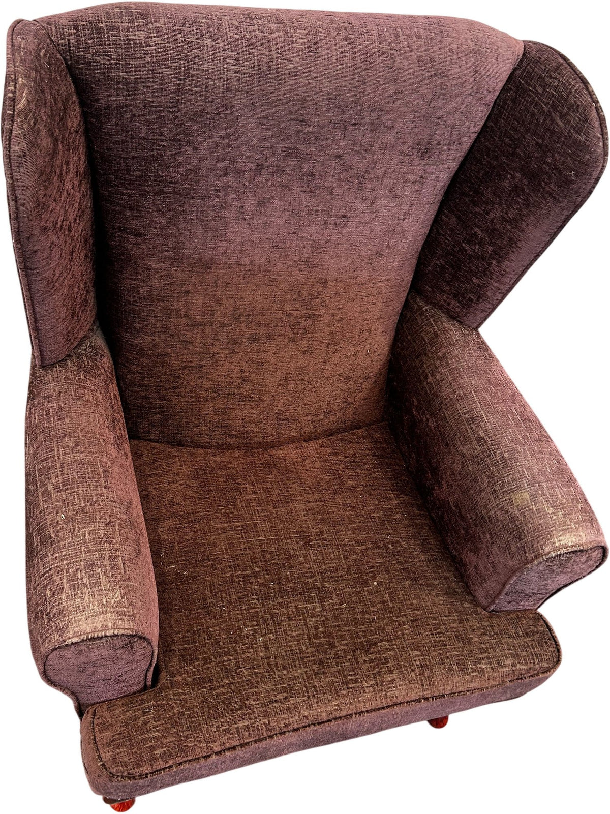 Vintage Style Brown Wingback Armchair High Back Wooden Legs (Pre-Loved)