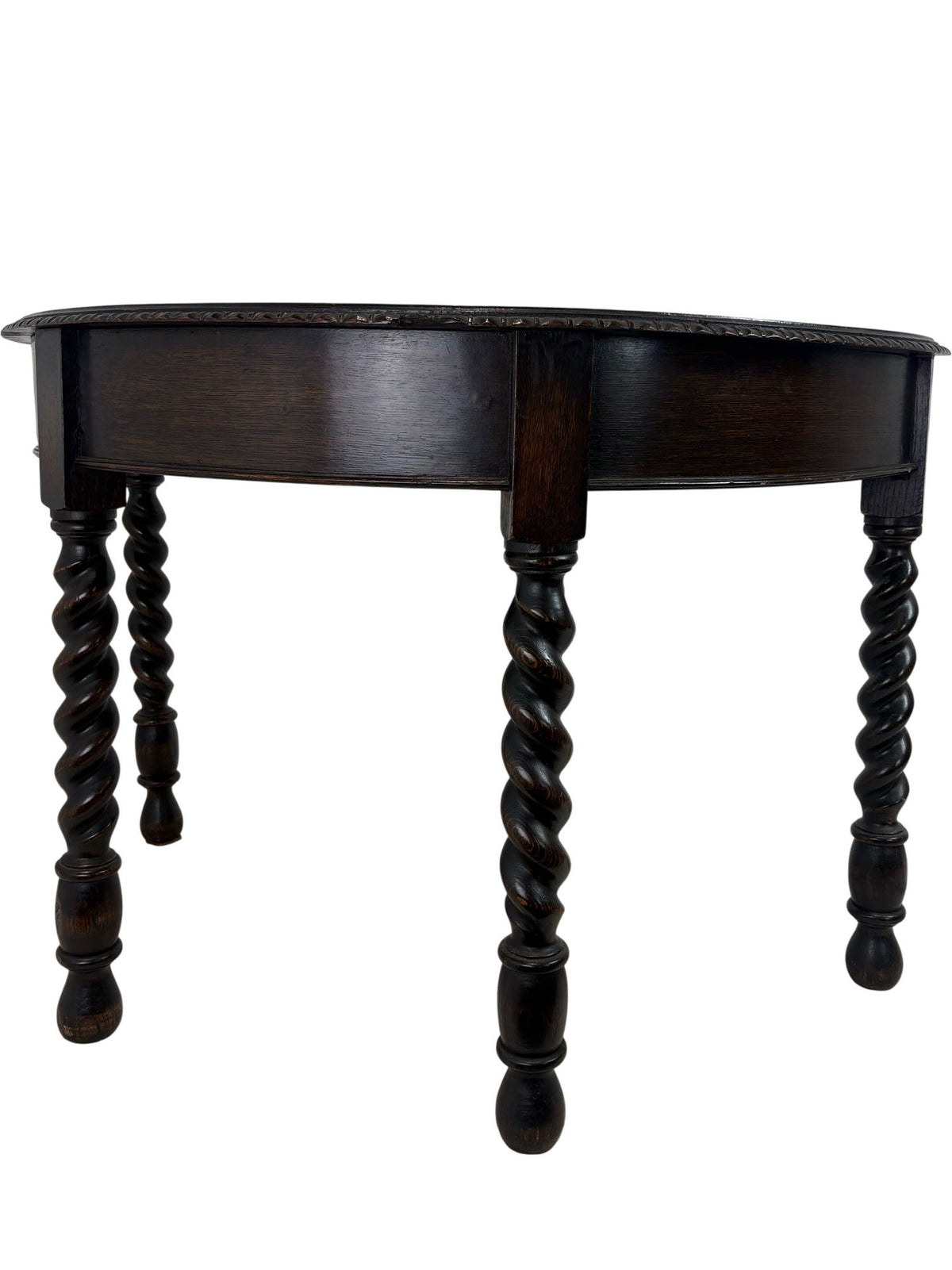 Antique Wooden Demi-Lune Table Barley Twist Legs (Pre-Loved)