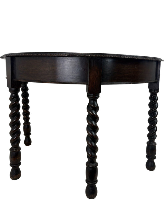 Antique Wooden Demi-Lune Table Barley Twist Legs (Pre-Loved)